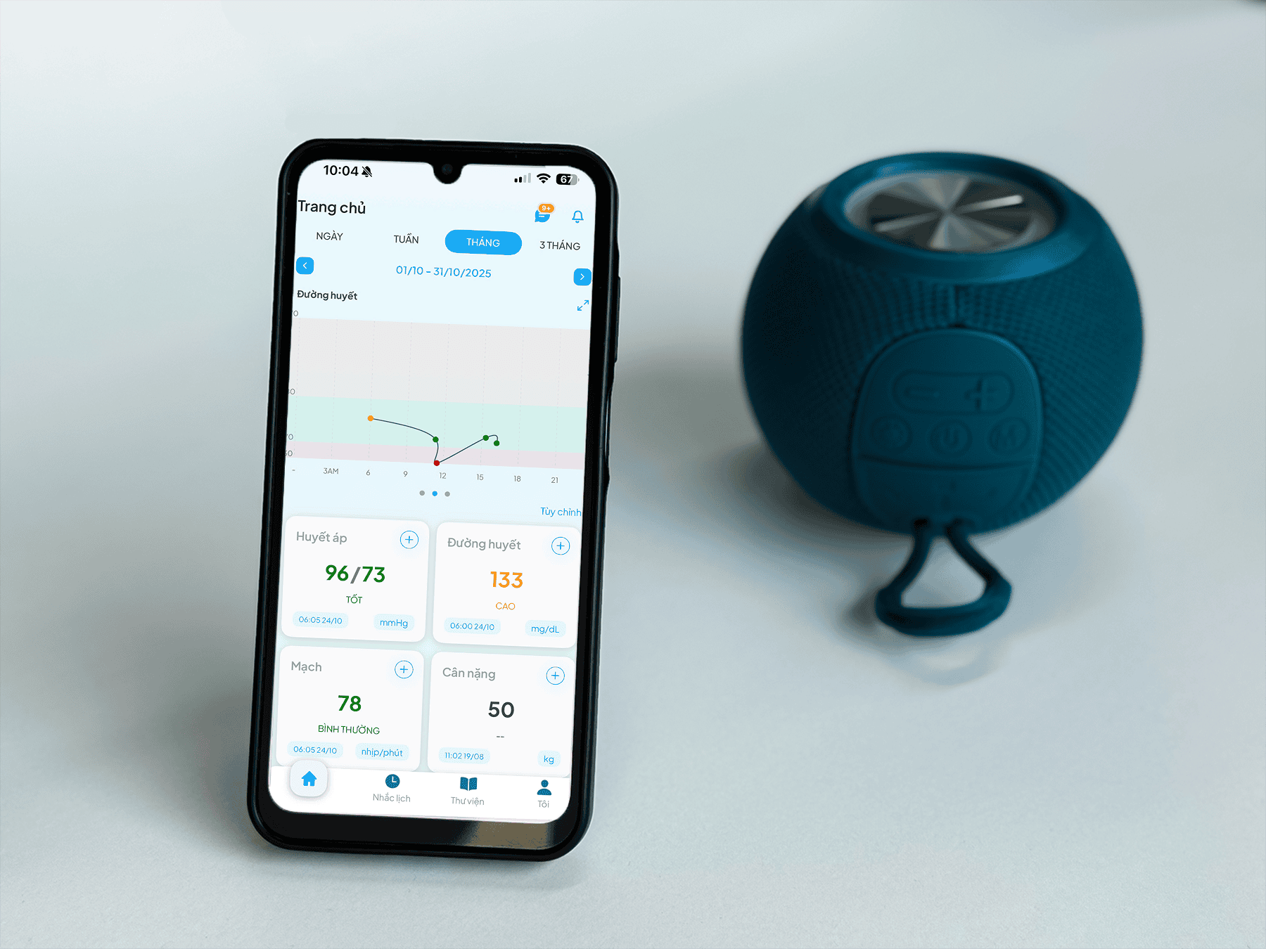 Chỉ số đường huyết sẽ được cập nhật ngay sau khi đo tại ứng dụng trên điện thoại.png
